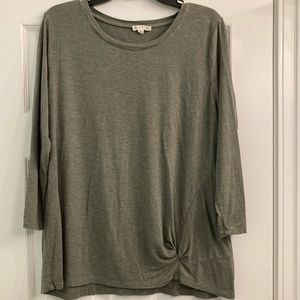 Olive gathered hem shirt